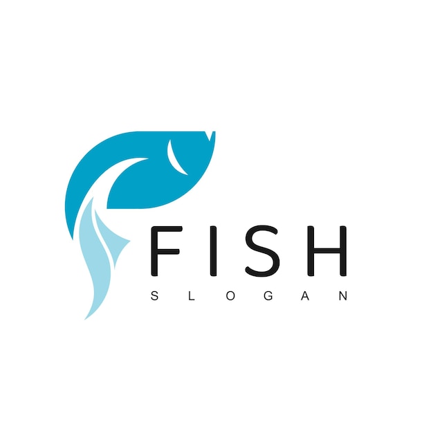 Plantilla de diseño de logotipo de pescado, logotipo de restaurante de mariscos, icono de piscifactoría