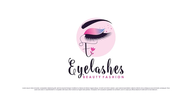 Plantilla de diseño de logotipo de pestañas para salón de belleza con concepto de elemento creativo