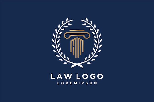 Plantilla de diseño de logotipo de pilar de ley de abogado de HM inicial Bufete de abogados Logotipo creativo moderno