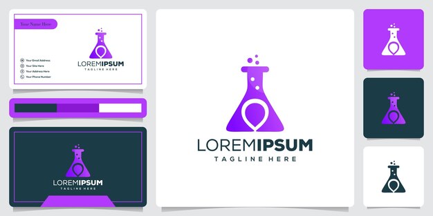 plantilla de diseño de logotipo pin lab y tarjeta de visita