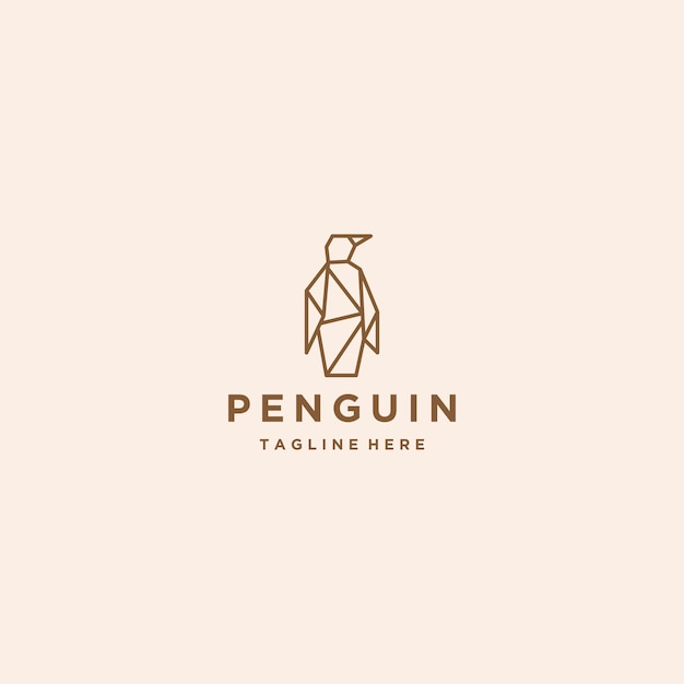 Plantilla de diseño de logotipo de pingüino geométrico