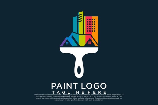 Plantilla de diseño de logotipo de pintura con concepto creativo único Premium Vector