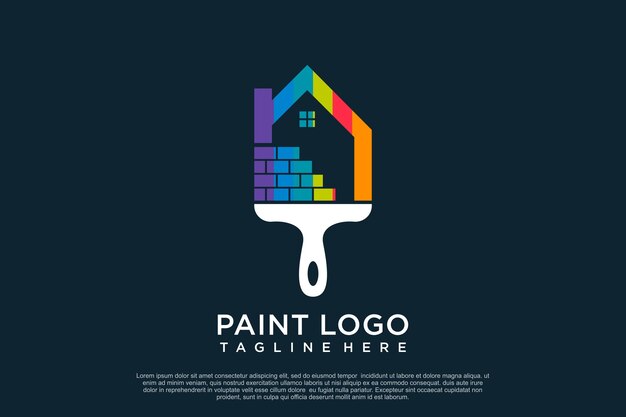 Plantilla de diseño de logotipo de pintura con concepto creativo único Premium Vector