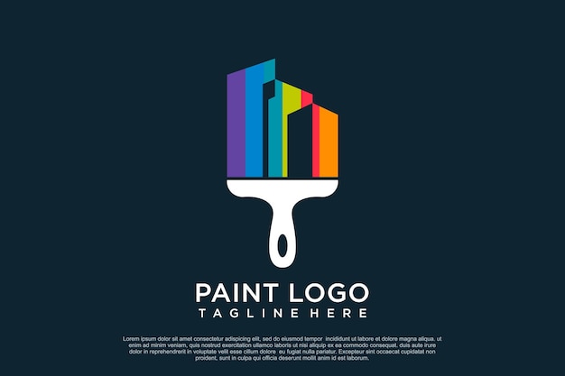 Plantilla de diseño de logotipo de pintura con concepto creativo único Premium Vector