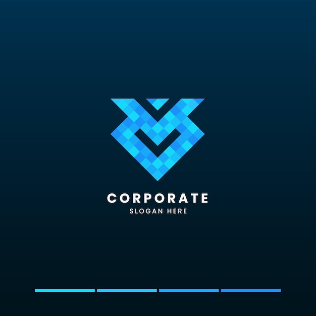 plantilla de diseño de logotipo de píxel geométrico de letra v limpia moderna