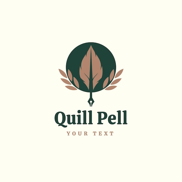Plantilla de diseño de logotipo de pluma de diseño plano