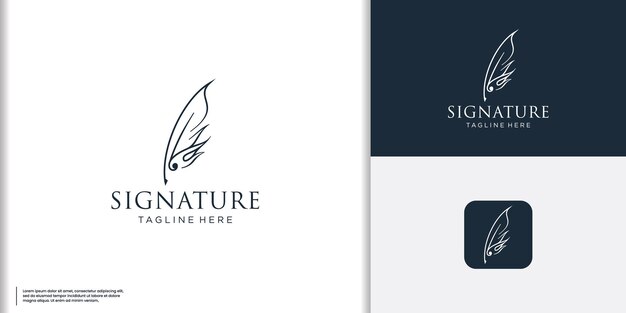 plantilla de diseño del logotipo de la pluma de firma monolina
