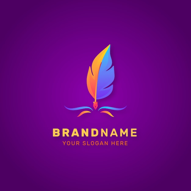plantilla de diseño del logotipo de la pluma gradiente