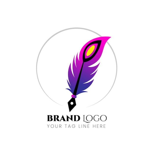plantilla de diseño del logotipo de la pluma gradiente