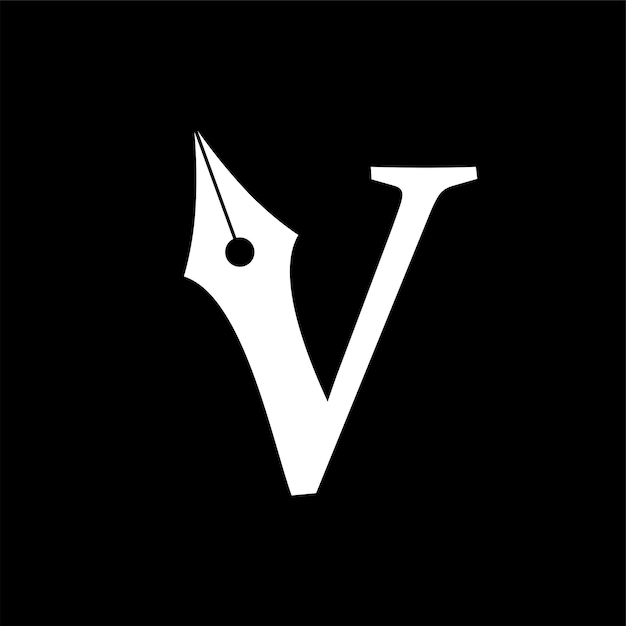 Plantilla de diseño de logotipo de pluma de letra V Ilustración de vector de inspiración