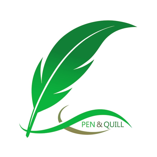 Una plantilla de diseño de logotipo de pluma verde
