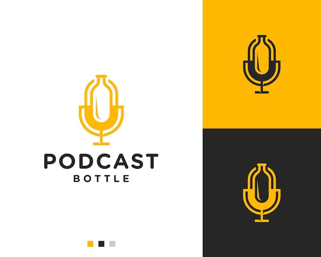 Plantilla de diseño de logotipo de podcast y botella
