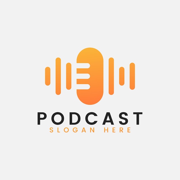 Plantilla de diseño de logotipo de podcast degradado moderno