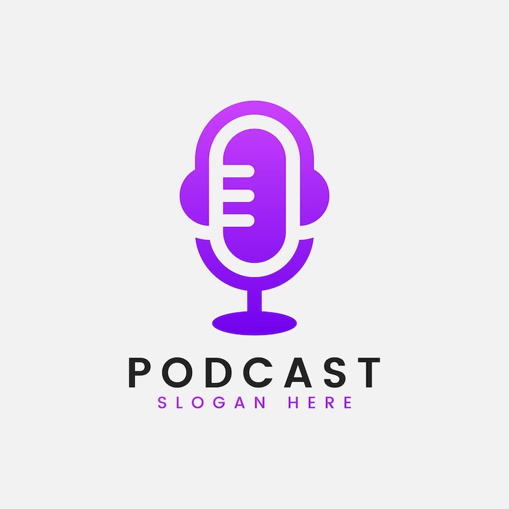 Vector plantilla de diseño de logotipo de podcast degradado moderno
