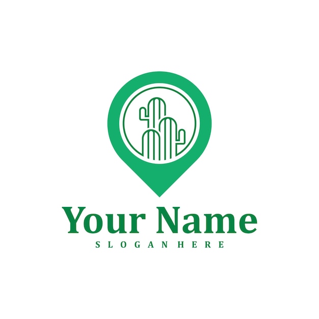 Plantilla de diseño de logotipo de Point Cactus Ilustración de vector de logotipo de Cactus creativo