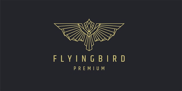 Plantilla de diseño de logotipo poligonal de arte de línea flying bird