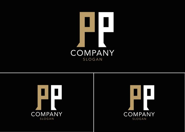 Plantilla de diseño de logotipo pp de letra inicial de monograma moderno