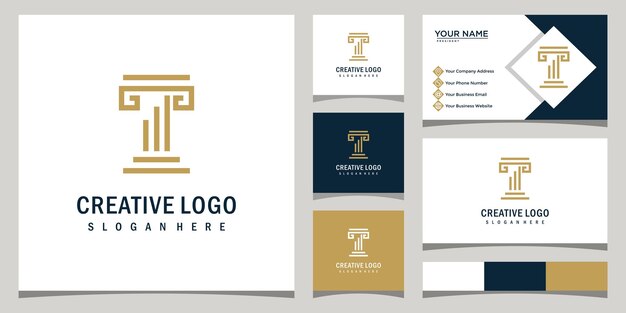 Plantilla de diseño de logotipo de progreso legal con diseño de tarjeta de visita