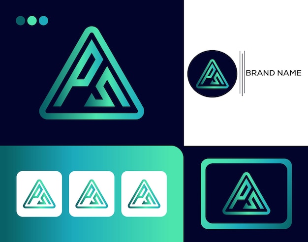 Plantilla de diseño de logotipo ps de letra inicial de monograma moderno