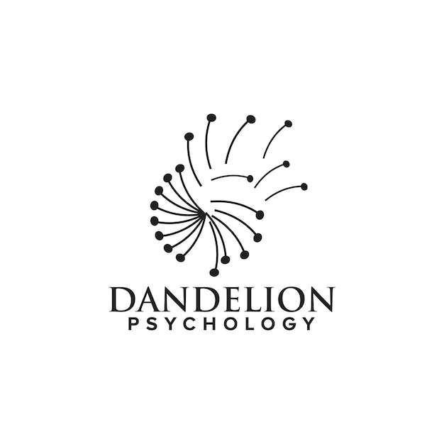 plantilla de diseño del logotipo de la psicología del diente de león