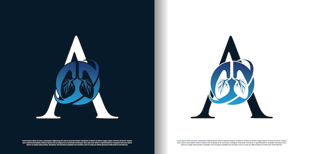plantilla de diseño de logotipo de pulmón con vector premium de concepto A inicial