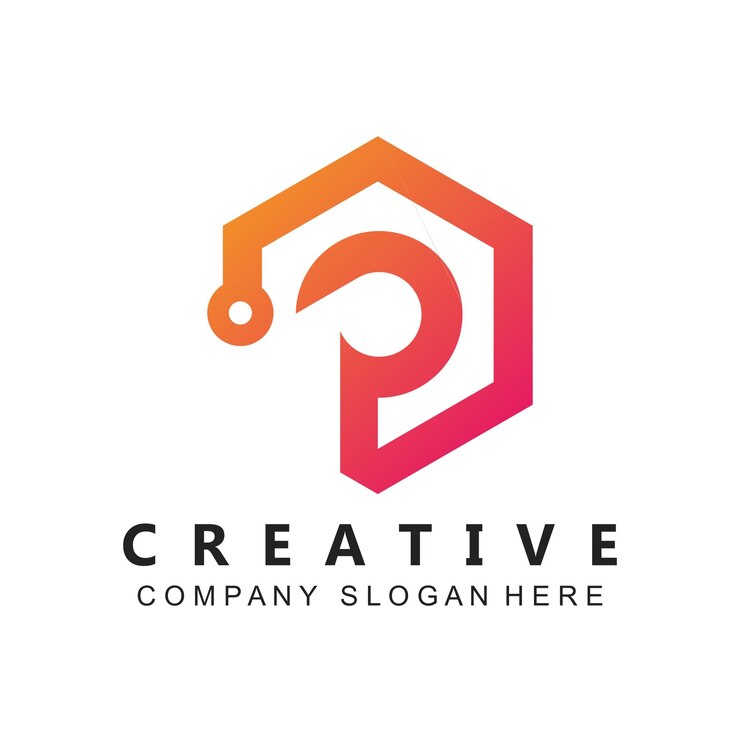 Vector plantilla de diseño de logotipo de puntos hexágono p icono p letra vector de logotipo