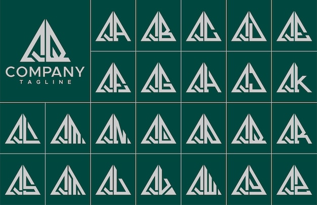 Plantilla de diseño de logotipo QQ Q de letra triangular moderna