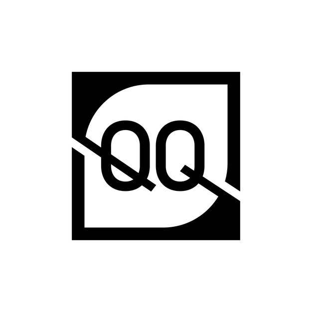 plantilla de diseño de logotipo de QQ vectorial con fondo cuadrado