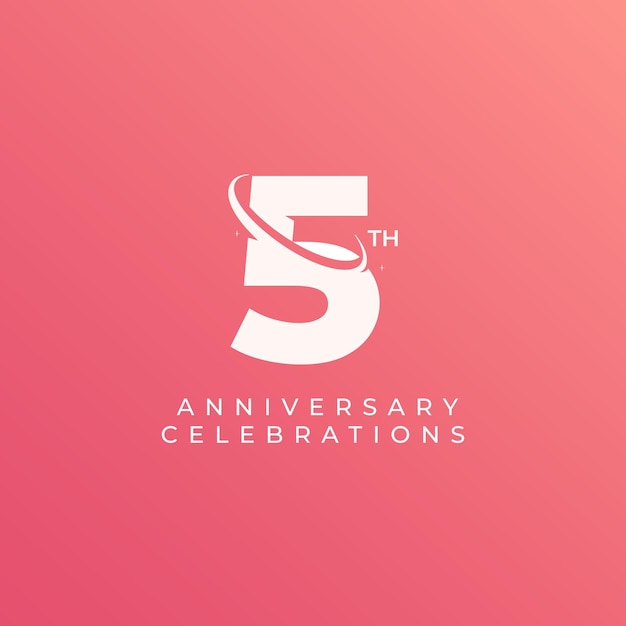 Vector plantilla de diseño del logotipo del quinto aniversario