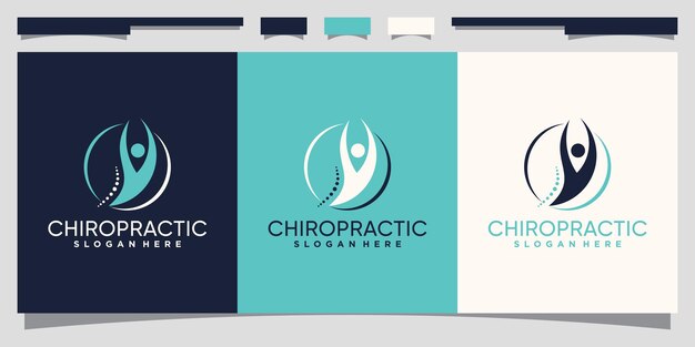 Plantilla de diseño de logotipo quiropráctico con concepto nodern único Vector Premium