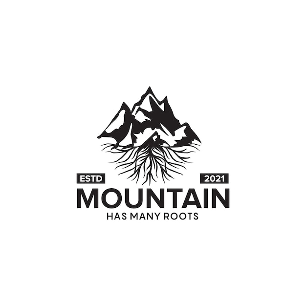 plantilla de diseño del logotipo de la raíz de la montaña