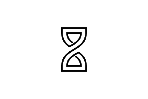 Plantilla de diseño de logotipo de reloj de arena vector plano simple