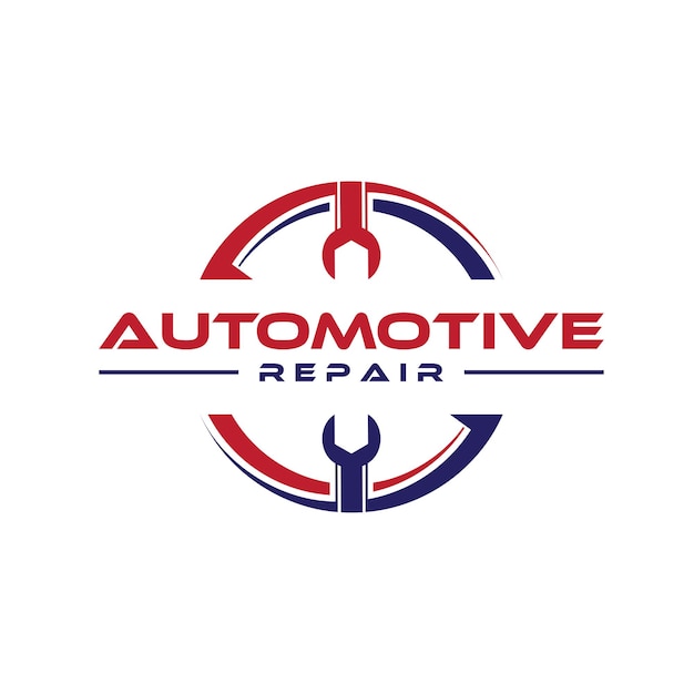 Plantilla de diseño de logotipo de reparación de automóviles Llave de círculo de engranajes