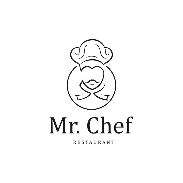 Plantilla de diseño de logotipo de restaurante chef