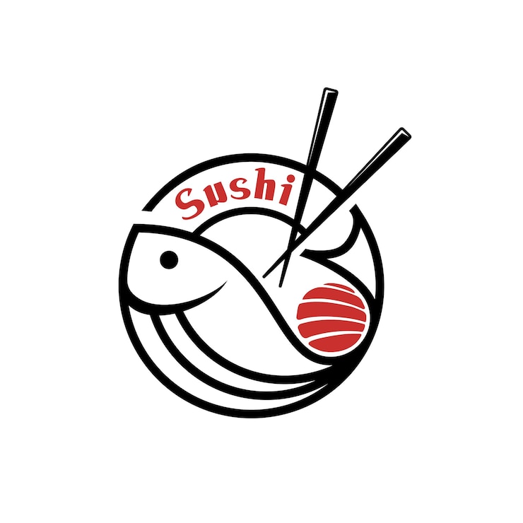 Vector plantilla de diseño de logotipo de restaurante de comida japonesa de pescado de sushi