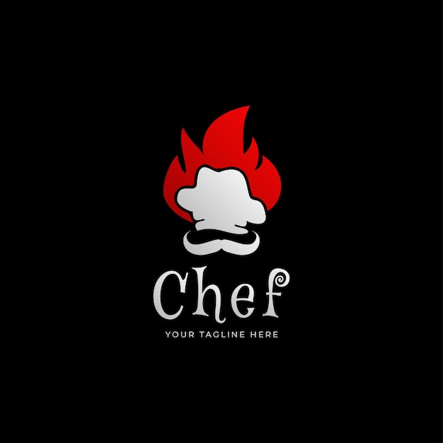 plantilla de diseño de logotipo de restaurante de logotipo de chef y fuego