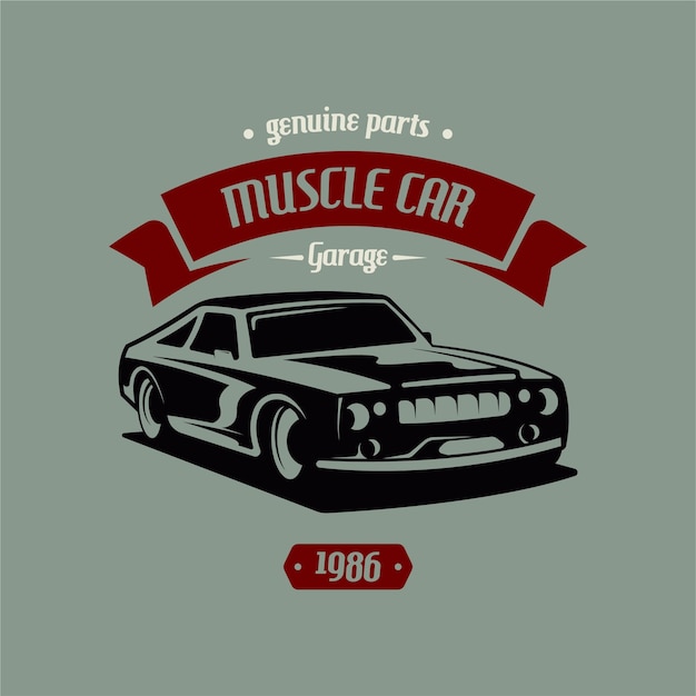 Plantilla de diseño de logotipo retro americano muscle car