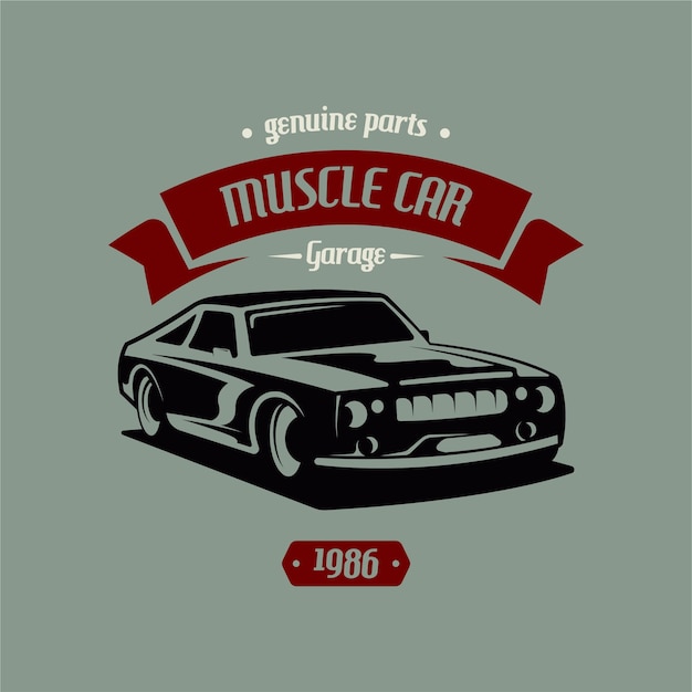 Vector plantilla de diseño de logotipo retro americano muscle car