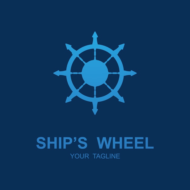 Plantilla de diseño de logotipo de rueda de barco Diseño de icono náutico