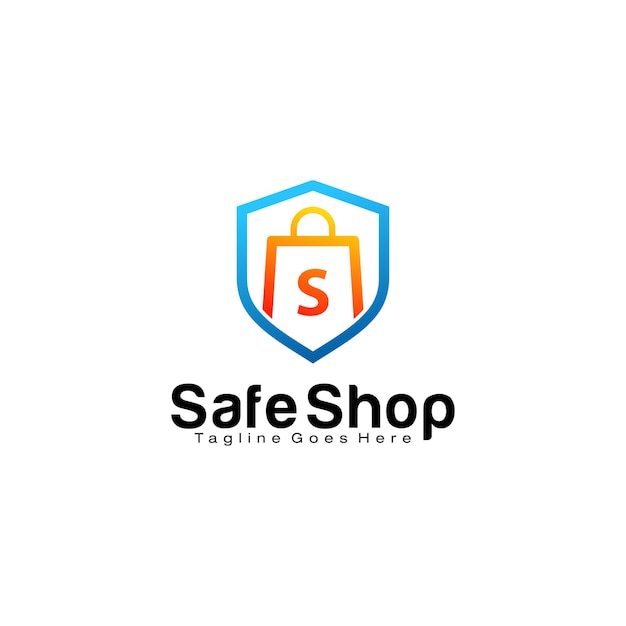 Vector plantilla de diseño de logotipo safe shop