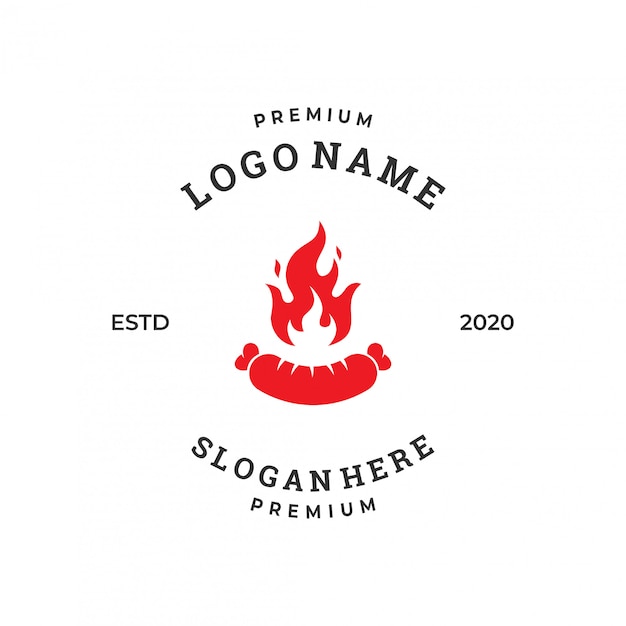 plantilla de diseño de logotipo de salchicha a la parrilla