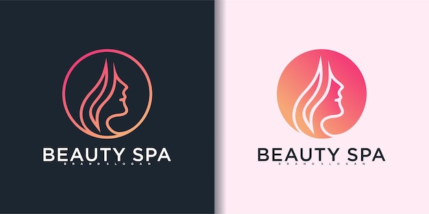 Plantilla de diseño de logotipo de salón de belleza minimalista para salón y spa Vector Premium