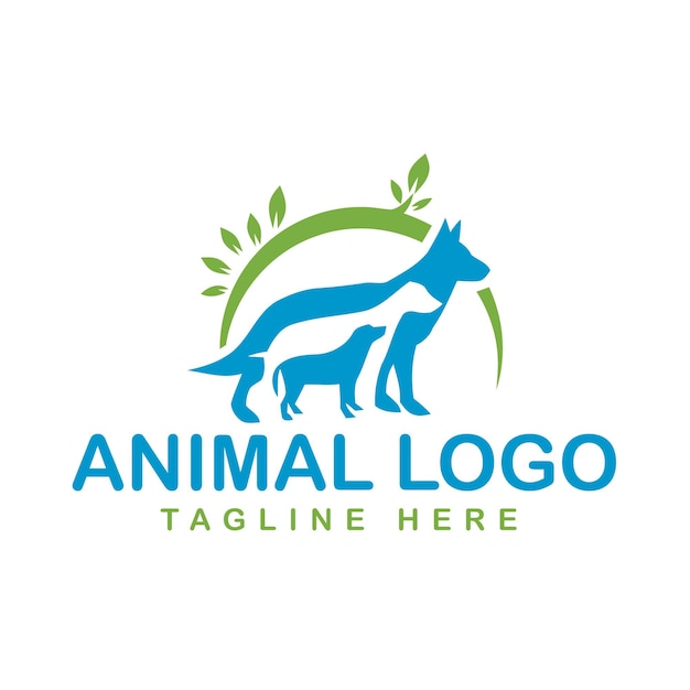 Vector plantilla de diseño de logotipo de salto de perro. icono de concepto de logotipo de clínica veterinaria de tienda de mascotas domésticas.