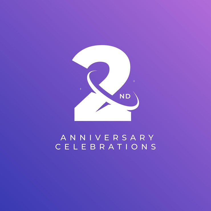 Vector plantilla de diseño del logotipo del segundo aniversario