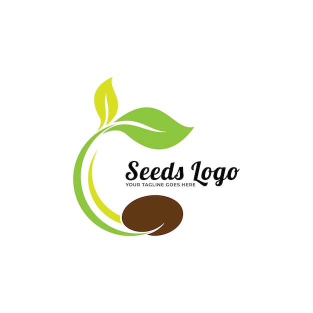 Plantilla de diseño de logotipo de semilla en crecimiento. Apto para la agricultura.