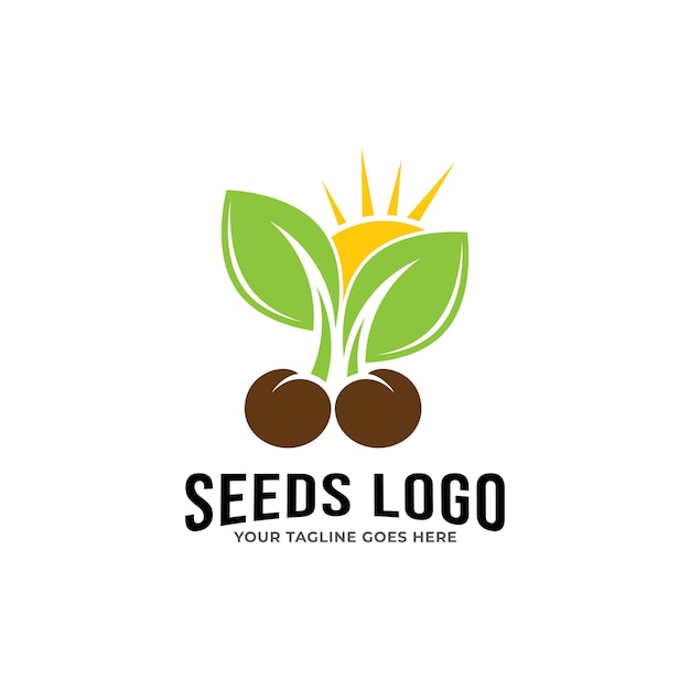 Vector plantilla de diseño de logotipo de semilla en crecimiento. apto para la agricultura.