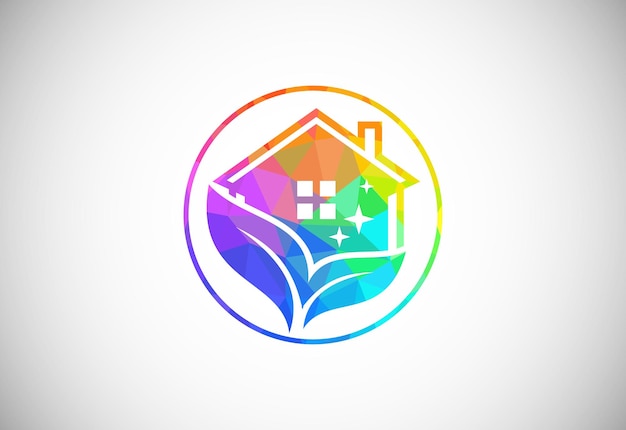 Plantilla de diseño de logotipo de servicio de limpieza Low Poly Símbolo de signo de logotipo de empresa de limpieza