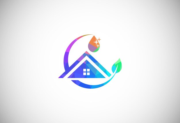 Plantilla de diseño de logotipo de servicio de limpieza Low Poly Símbolo de signo de logotipo de empresa de limpieza