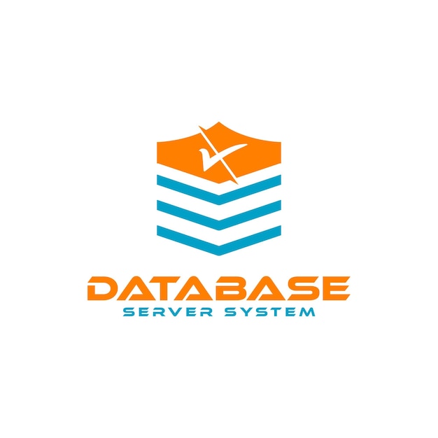 Plantilla de diseño de logotipo de servidor de base de datos Vector Premium