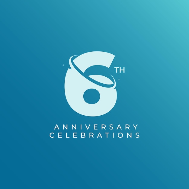 Vector plantilla de diseño del logotipo del sexto aniversario